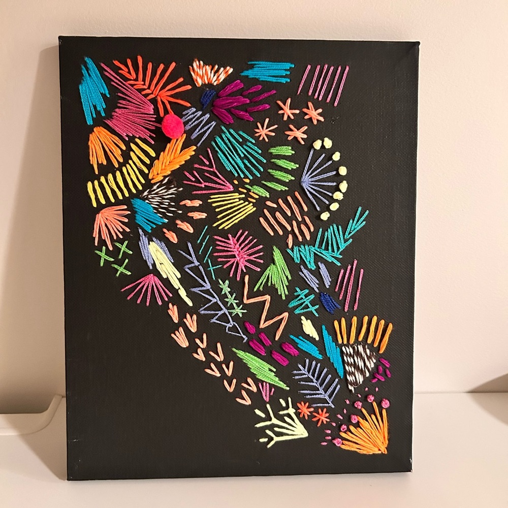 Colorful Abstract Embroidered Canvas Art